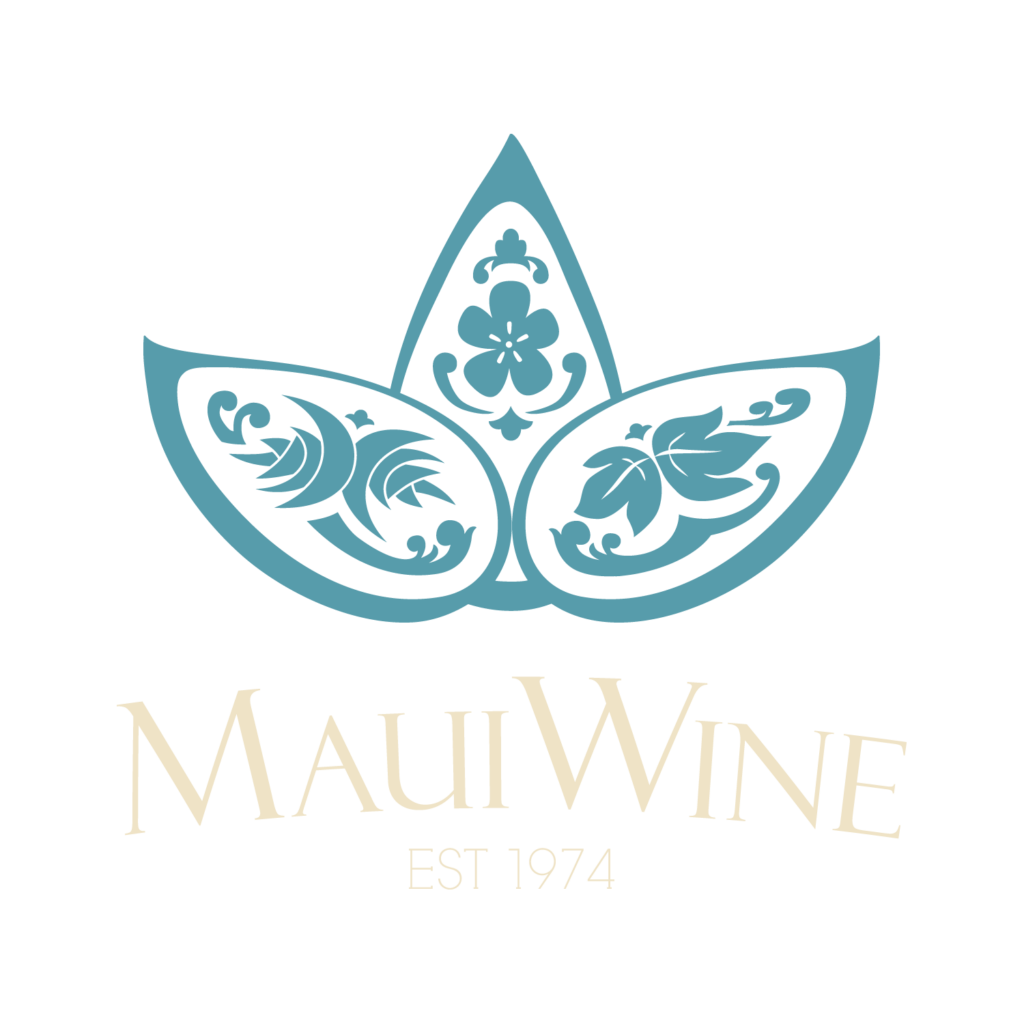 MauiWine logo in teal with cream text