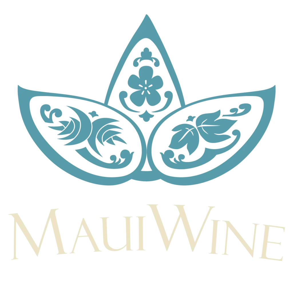 MauiWine logo in teal with cream text
