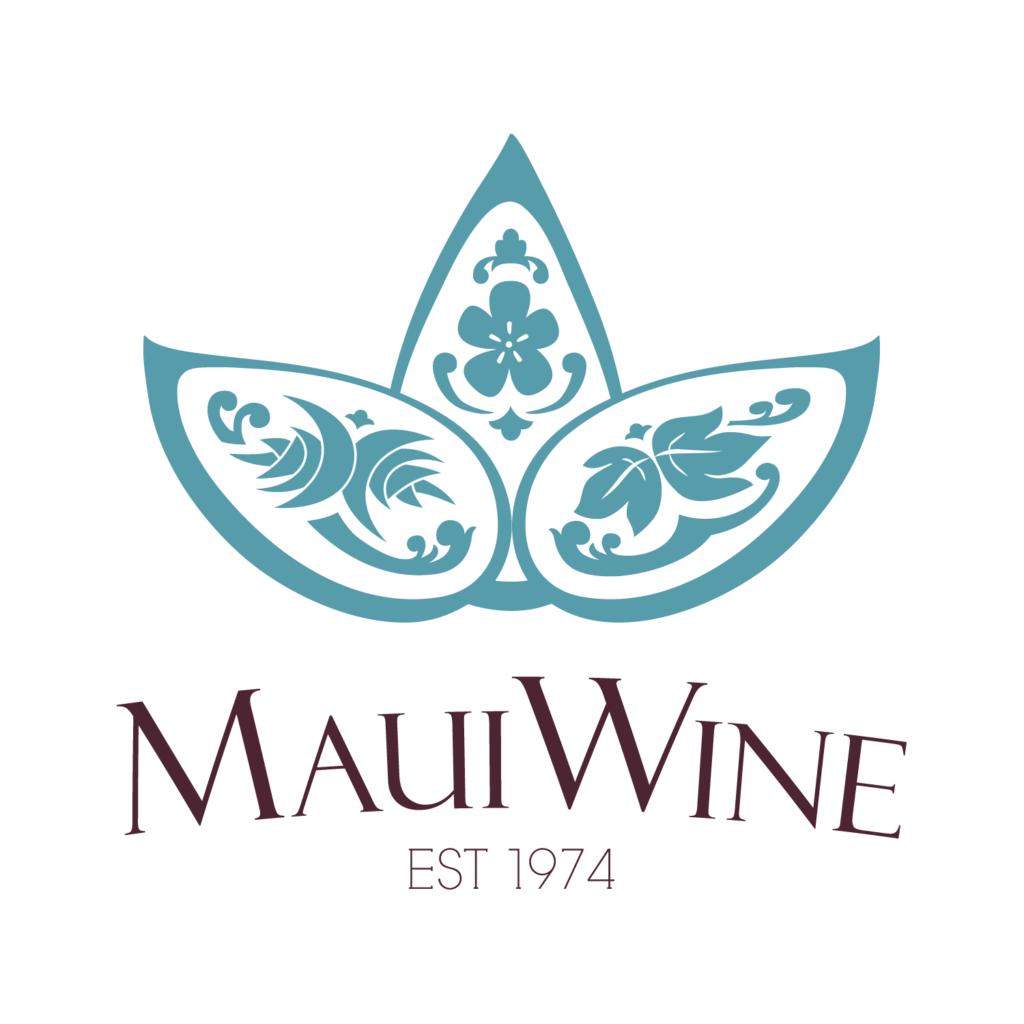 MauiWine logo in teal with dark text, established 1974