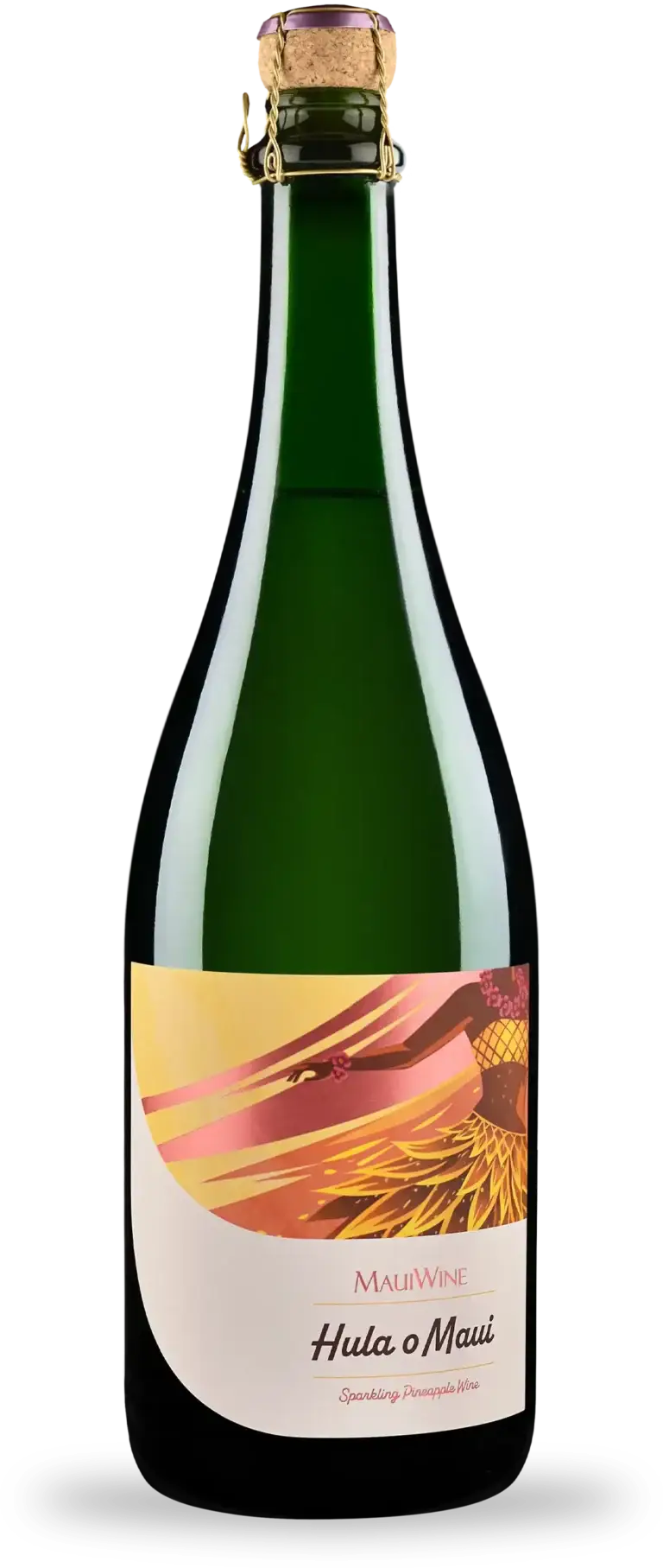 Bottle of Hula o Maui sparkling pineapple wine