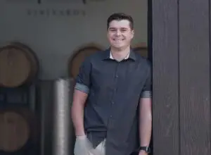 Henry Hegele of MauiWine by the barrel room
