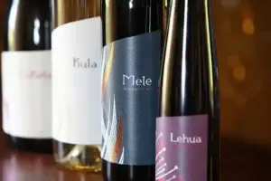 Rose Ranch wines Lokelani, Kula, Mele and Lehua side by side