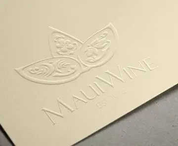 MauiWine logo embossed on cream paper